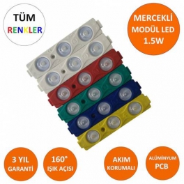Modül Led 10'lu Paket Üç Çipli Mercekli 2835 1,5Watt 12Volt