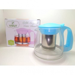Çelik Süzgeçli Cam Demlik Meyve Çayı Demliği 700 ML