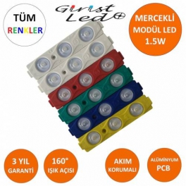 Modül Led 5Li Paket Üç Çipli Mercekli 2835 1,5Watt 12Volt