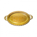 Dalgıç Altın Renkli Dekoratif Oval Sunum ve Servis Tepsisi
