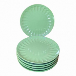 Badem 6 'lı Seramik Yeşil Pasta Tabağı Seti 21 cm Yeşil